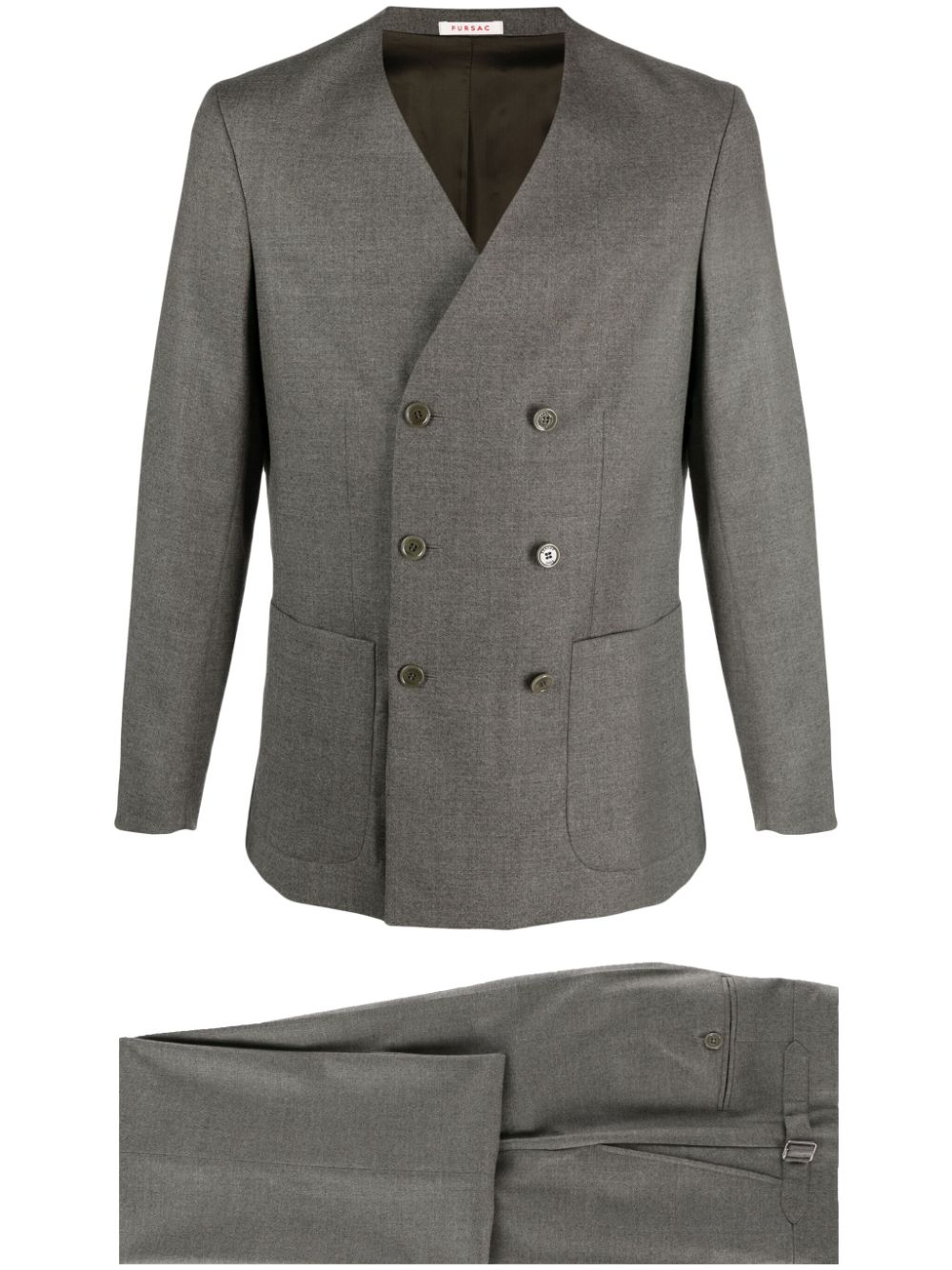Double-breasted virgin wool suit - Green