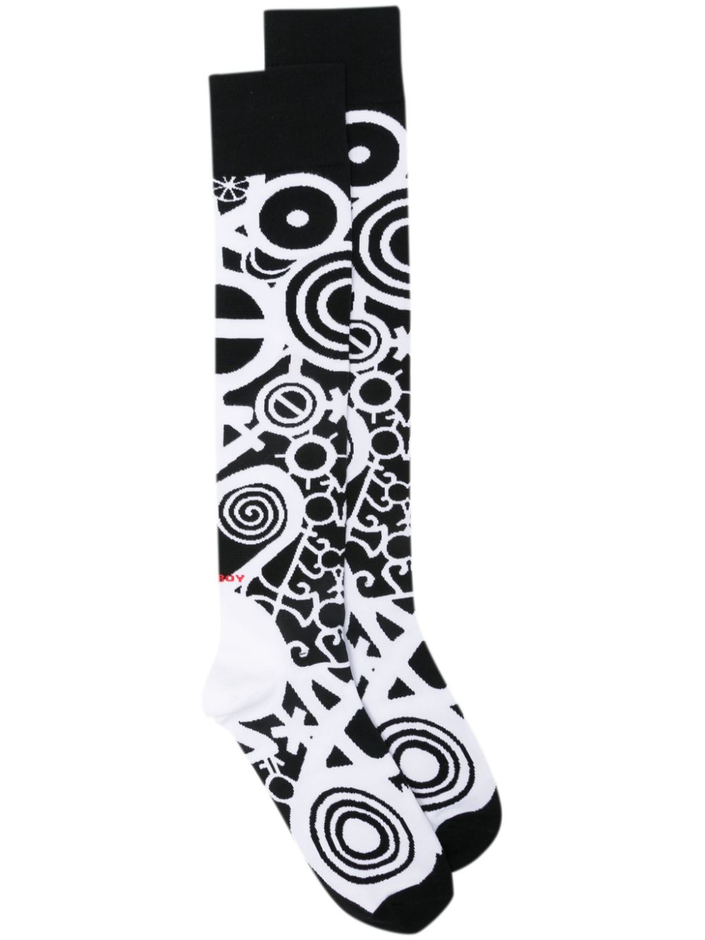Patterned-intarsia knee socks - Black