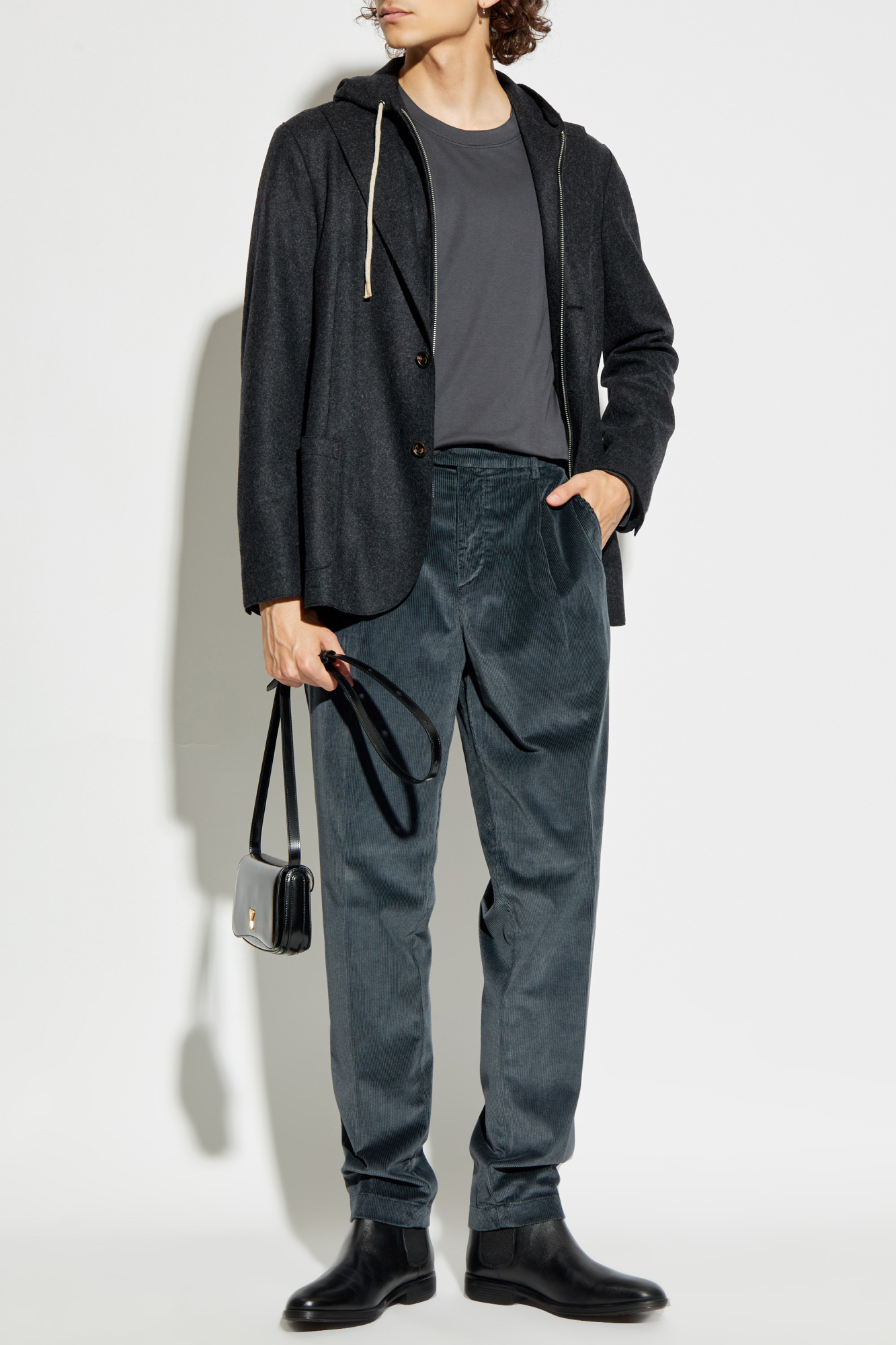Corduroy Trousers, Men's, Navy Blue
