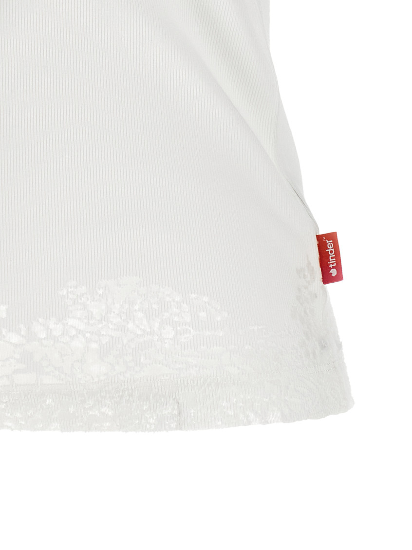 Tank top with devoré lace effect - T-Shirts - Woman - White