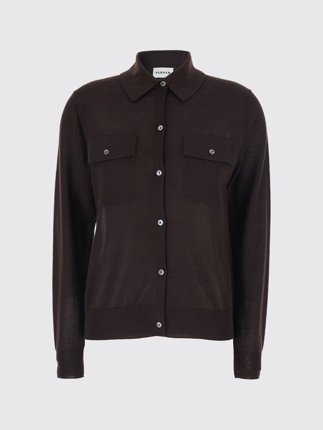 Wool, Silk and Cashmere Blend Cardigan P. A.R. O.S. H. with Patch Pockets