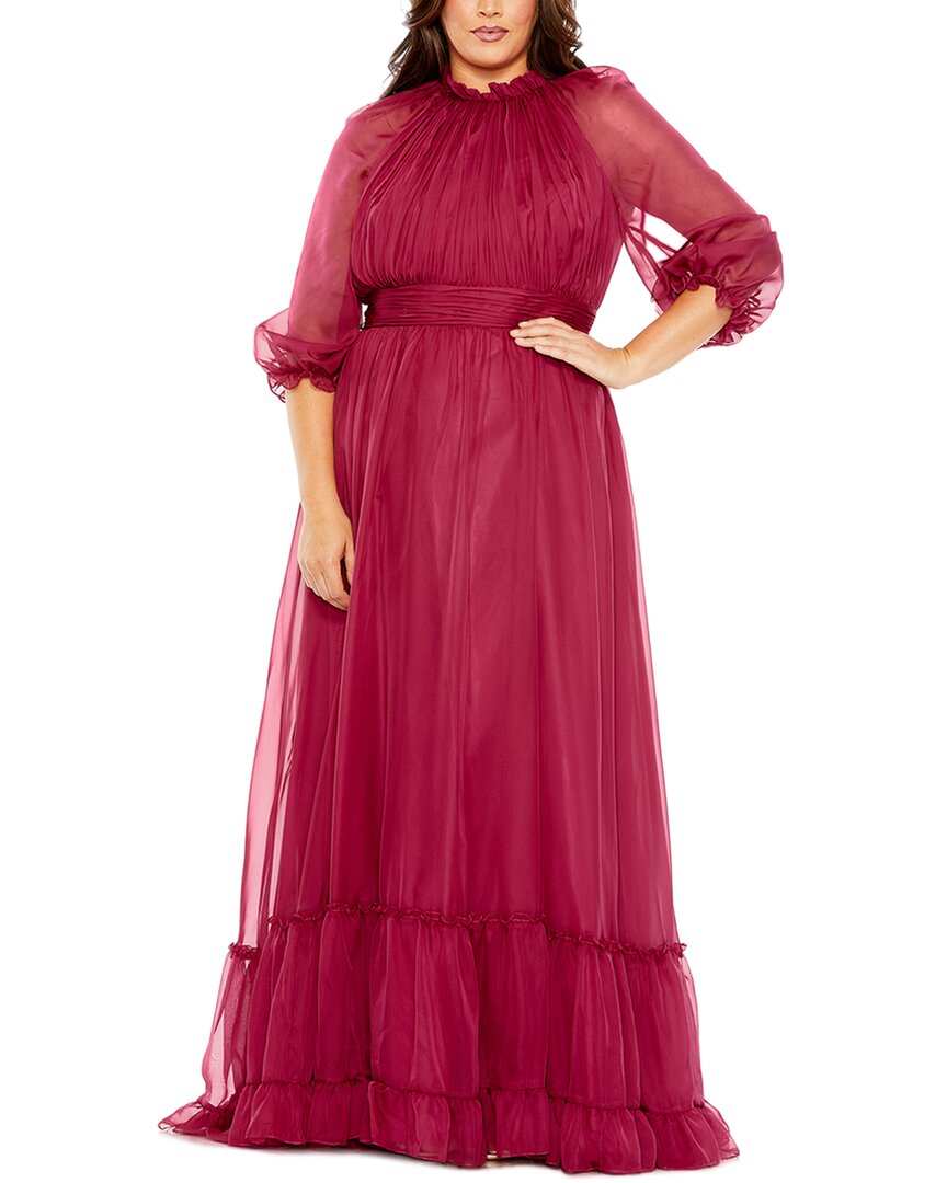 Plus Puff Sleeve Tiered A-Line Dress