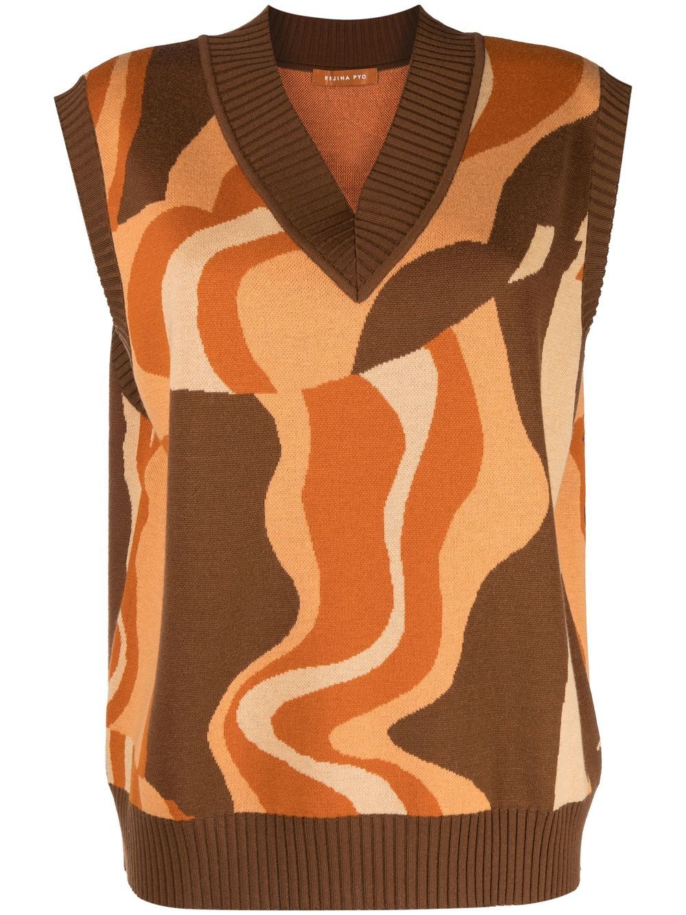 Frida abstract-pattern knit vest - Brown