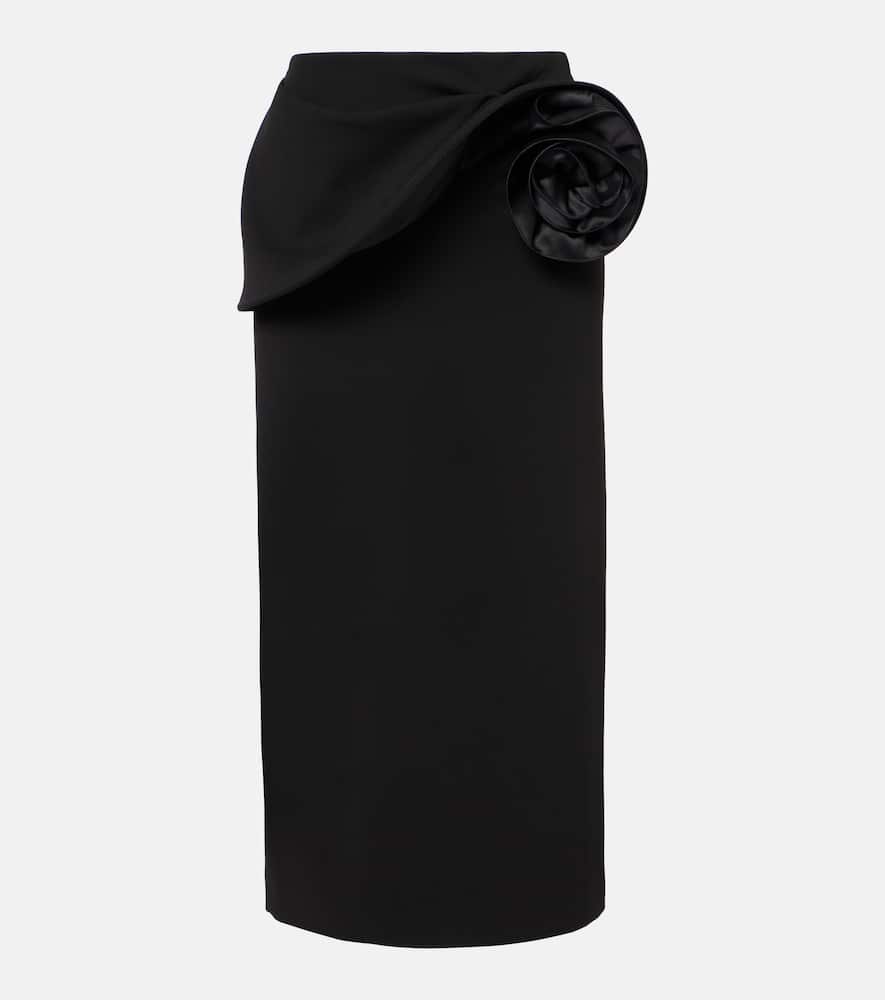 Floral-appliqué midi skirt