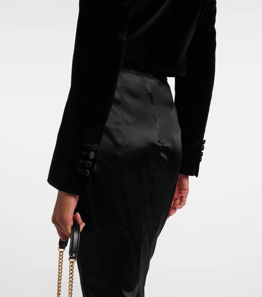 Cropped cotton-blend velvet blazer