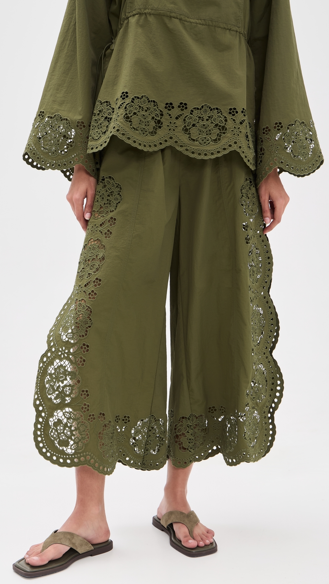 Vittoria Eyelet Pants Olive
