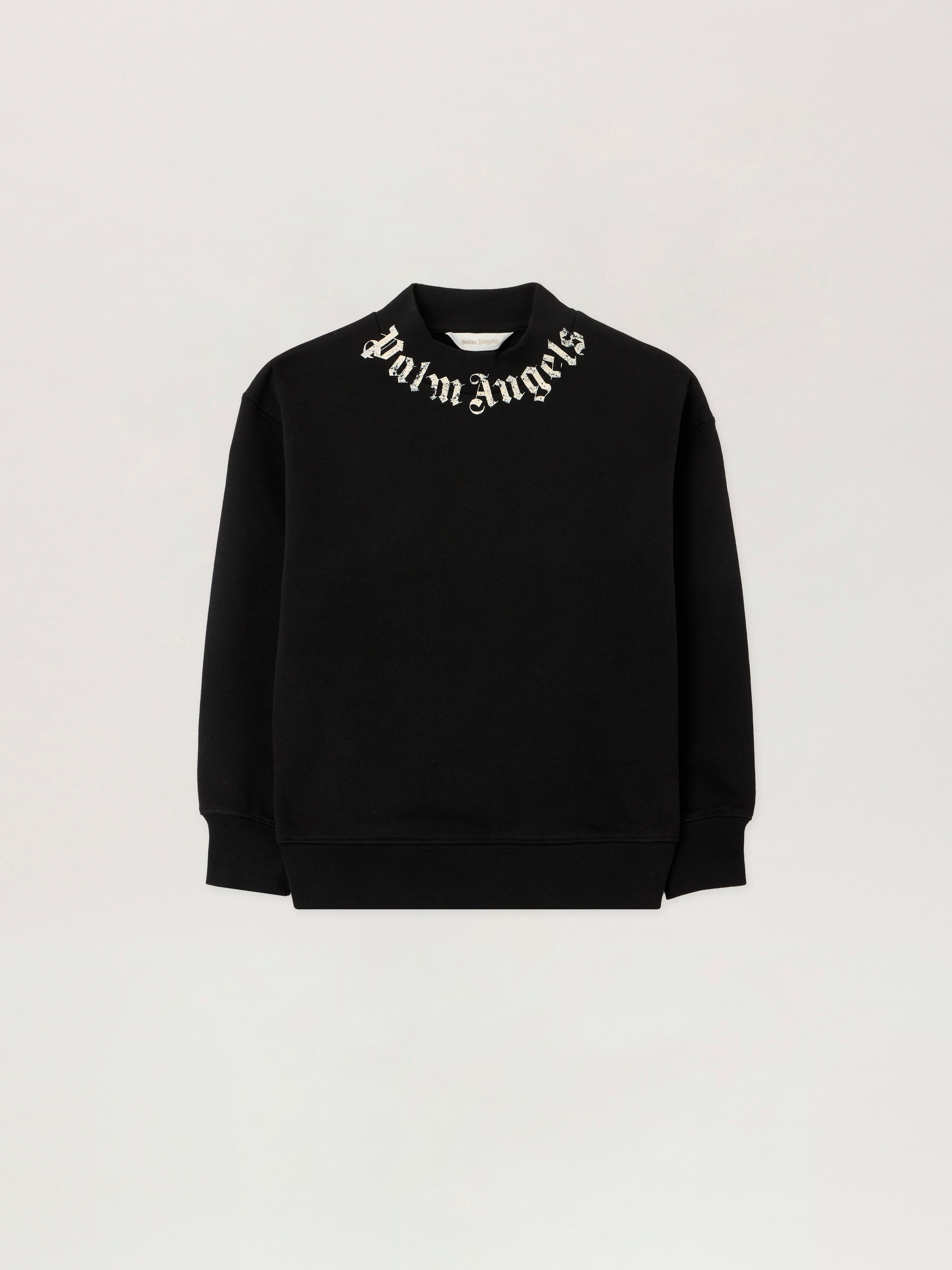 Neck Logo Brushed Crew Sweatshirt Kids  Nero/black