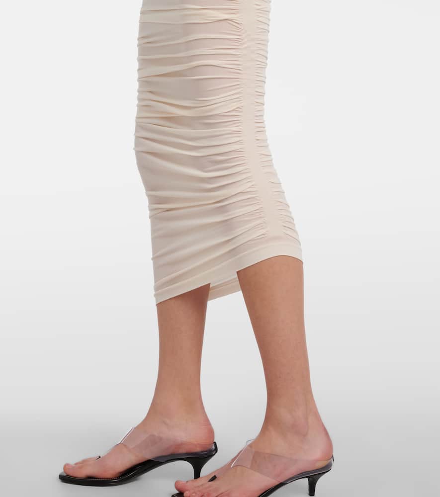 Draped sheer high-rise midi skirt