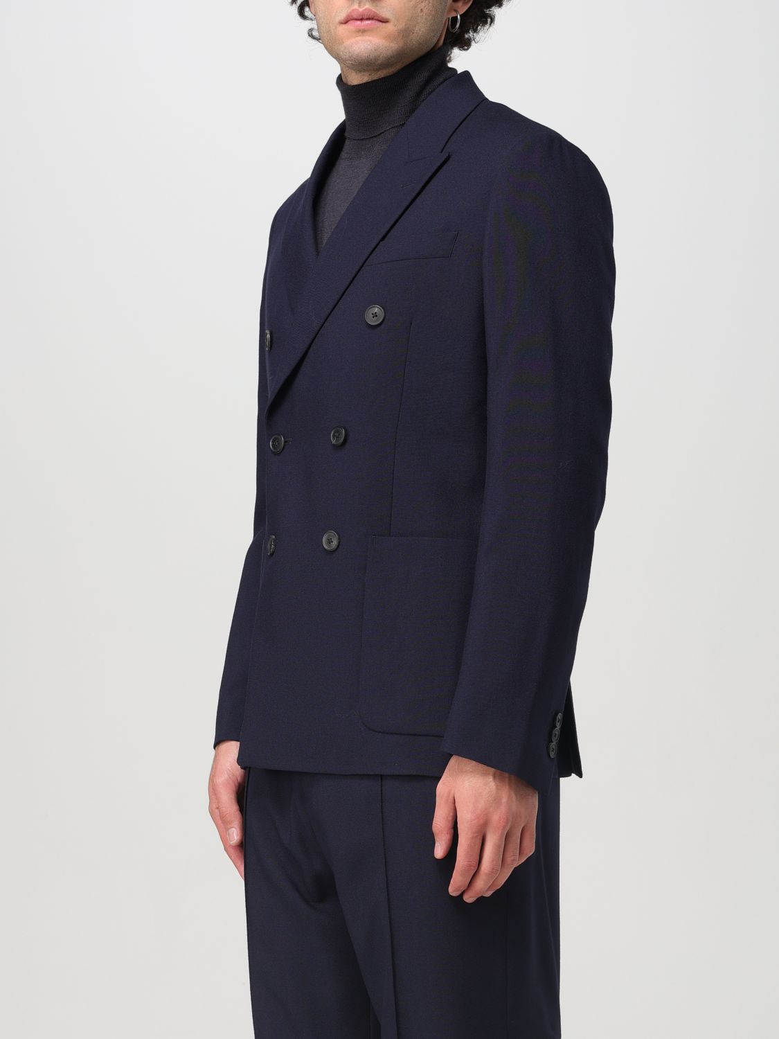 Notched lapels double-breasted blazer - Blue