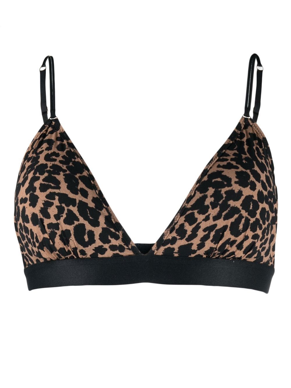 Leopard-print ruched bralette - Brown