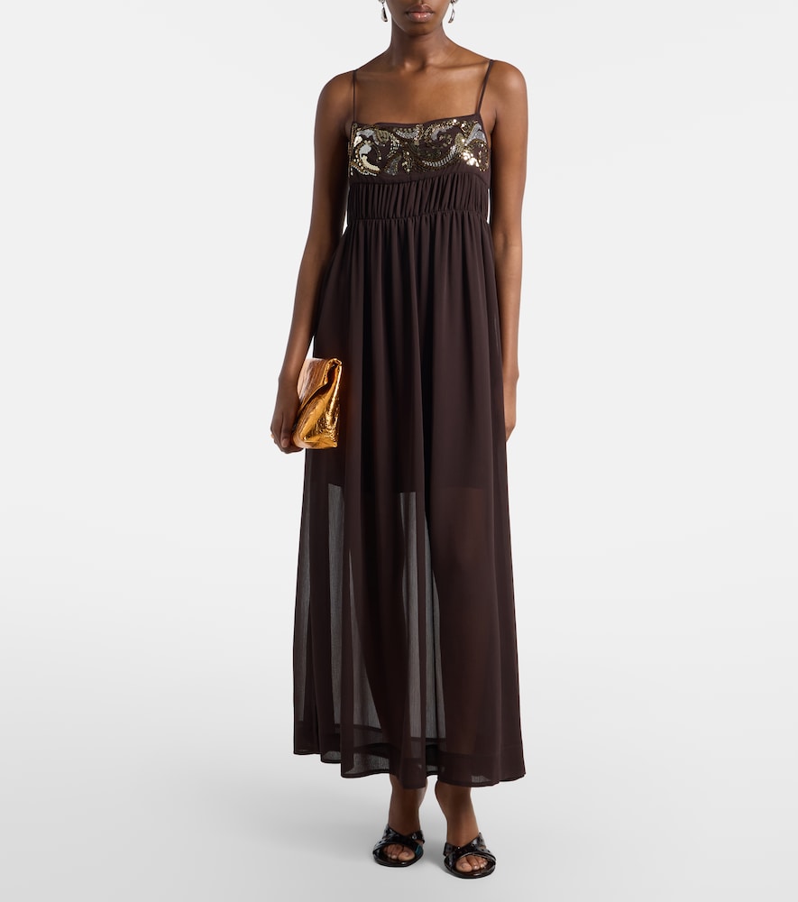 Sequined chiffon maxi dress