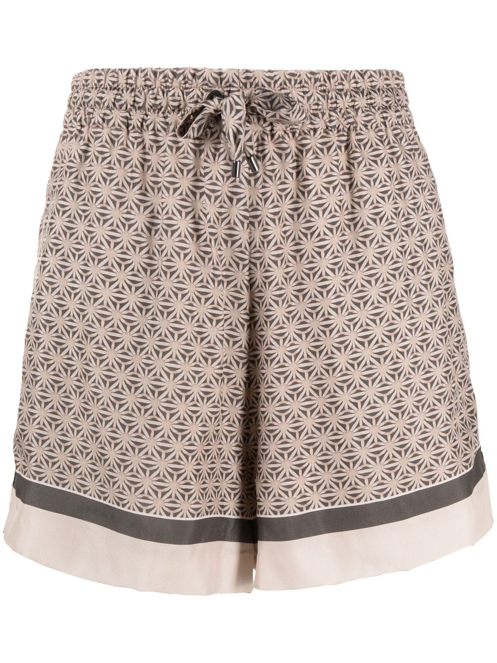 Graphic-print silk shorts - Neutrals