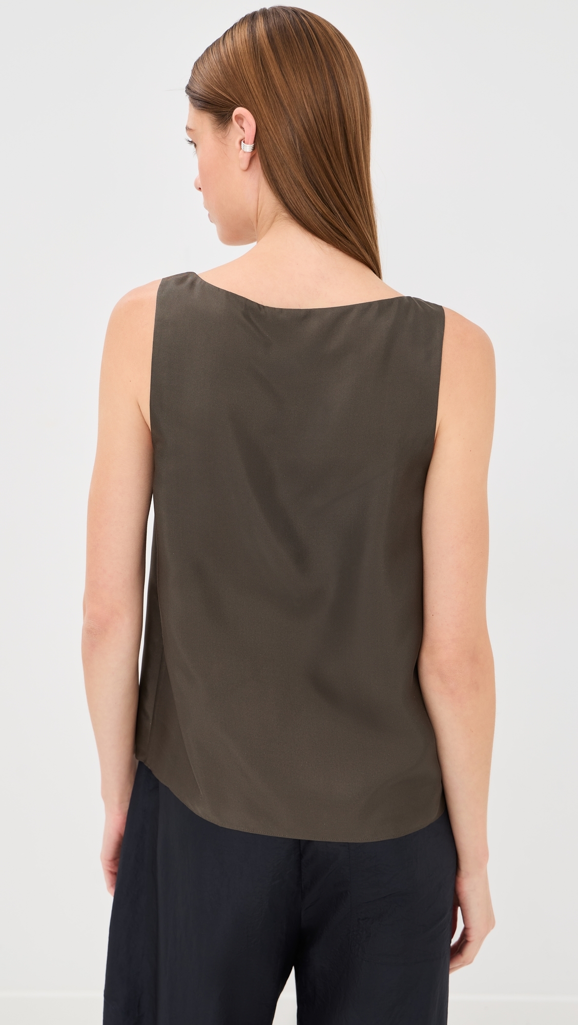 Silk Scoop Neck Top Earth