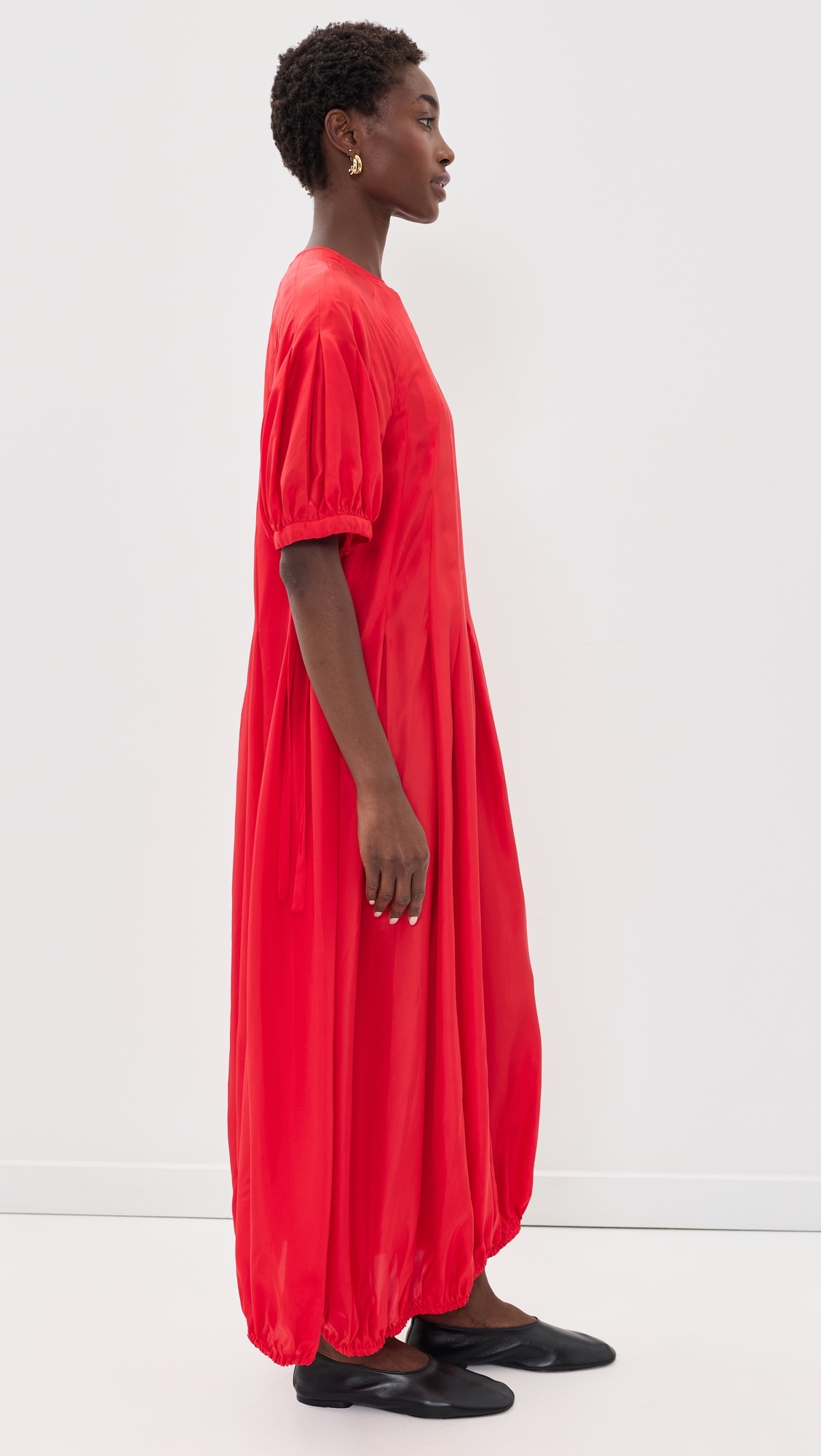 Lily Silk Midi Dress Red