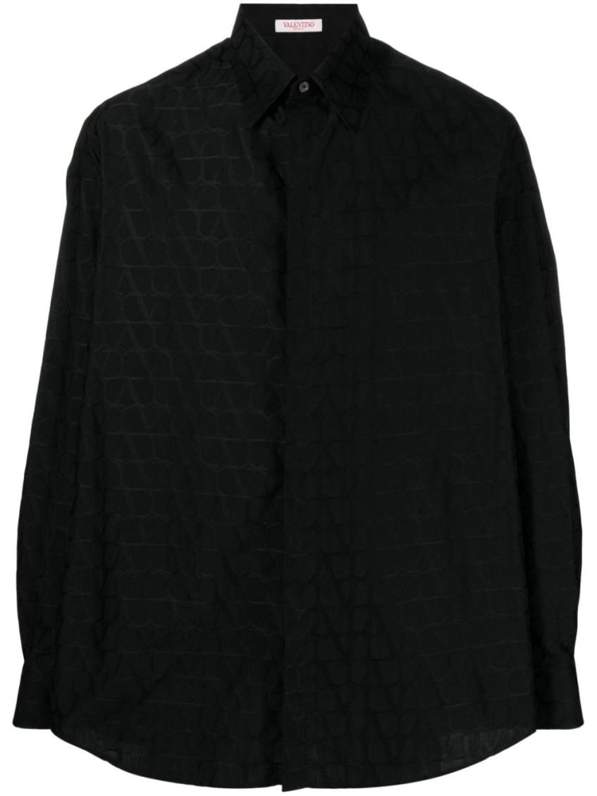 Black Black Texture Monogram Jacquard Shirt
