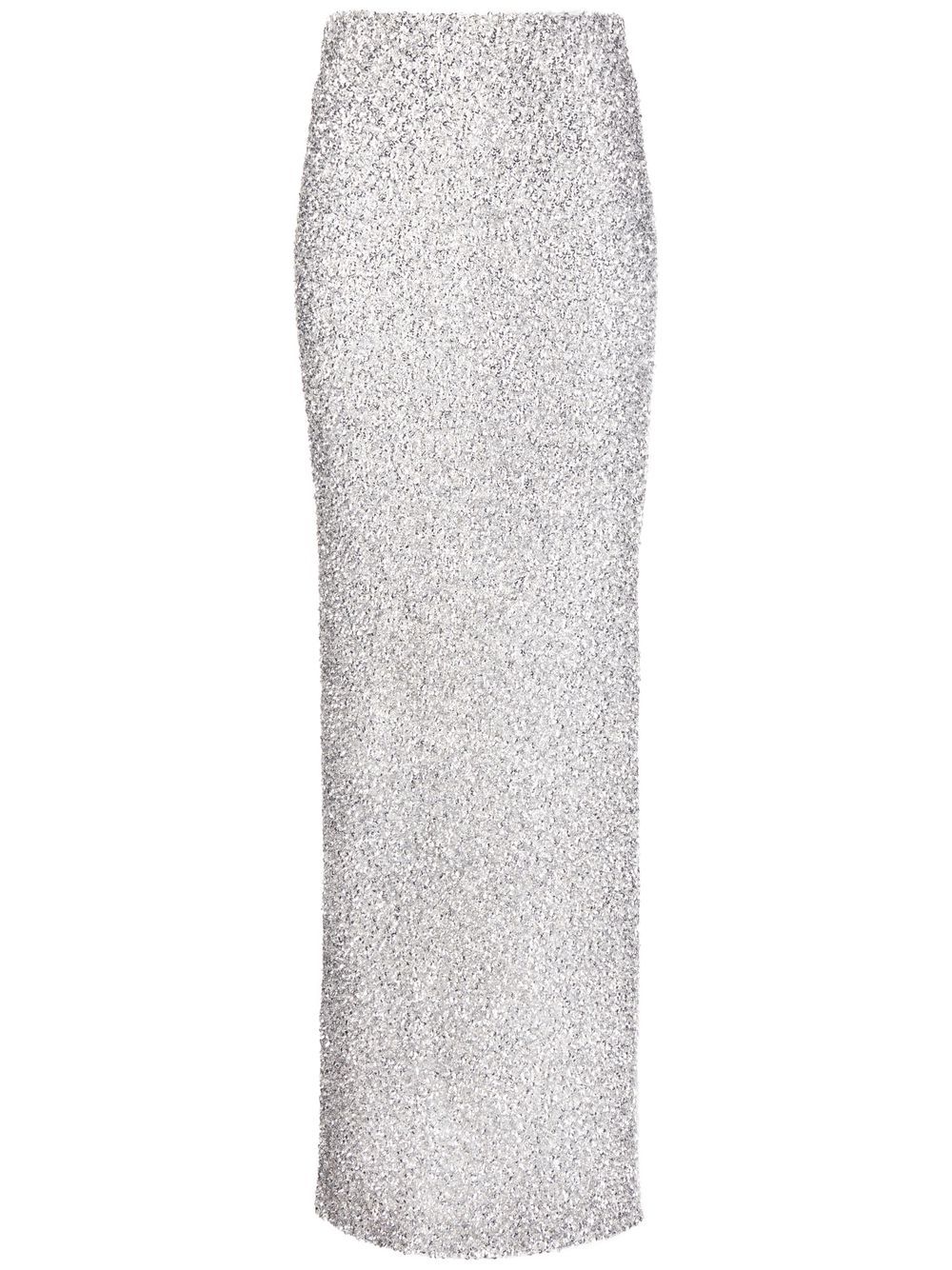 Crystal-embellished maxi skirt - Silver