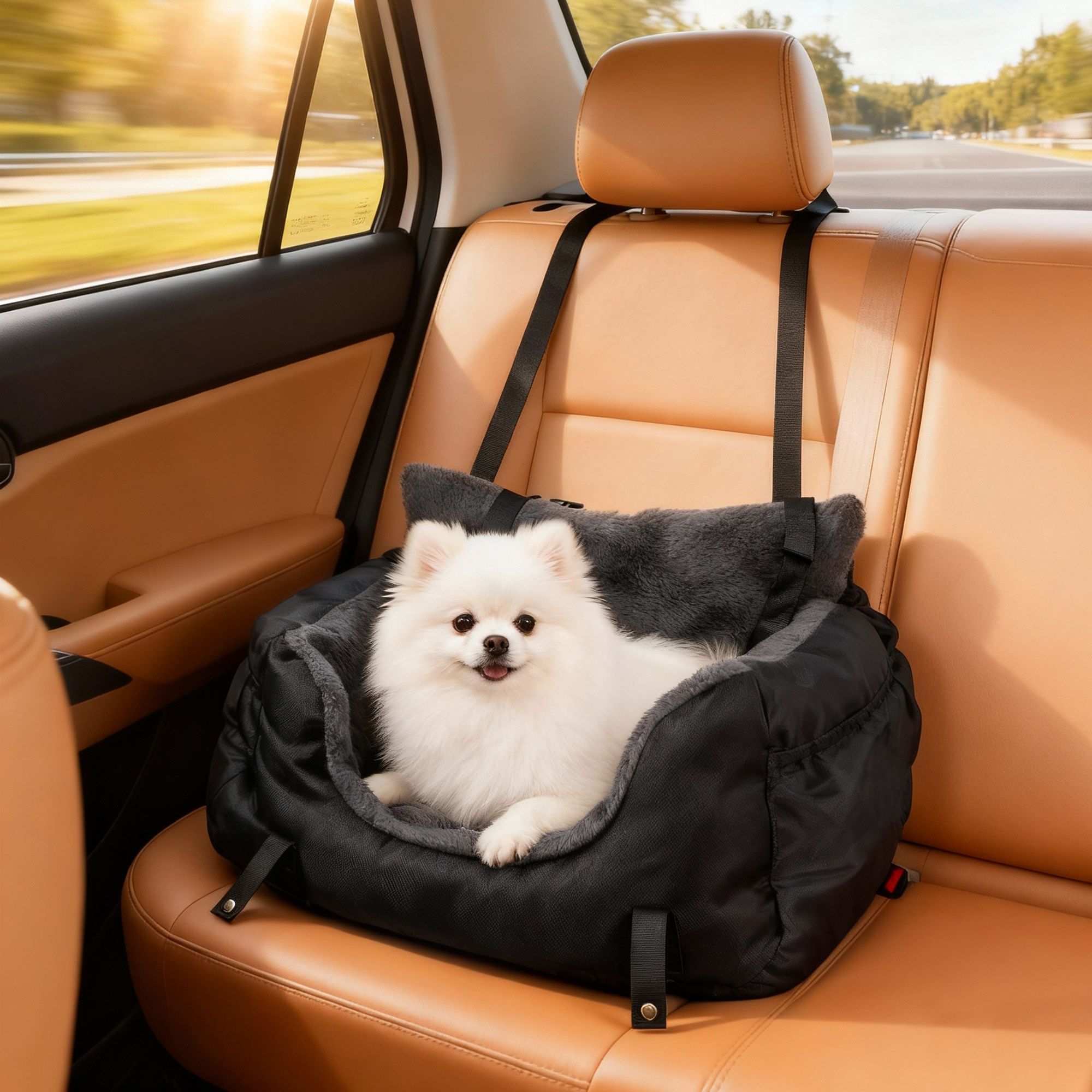 Pawhut Dog Car Seat For Small Dogs, Dog Booster Car Seat With Fixed Buckle In Black