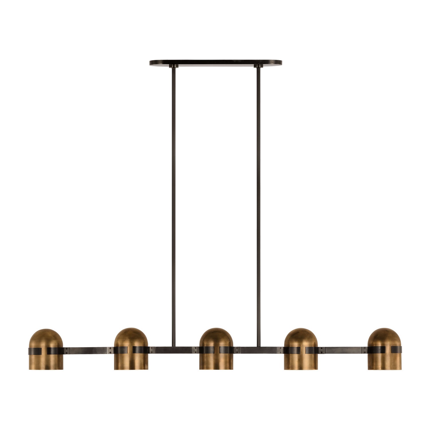 Octavia 5-Light LED Linear Chandelier in Blackened Bronze with Bright Worn Bra