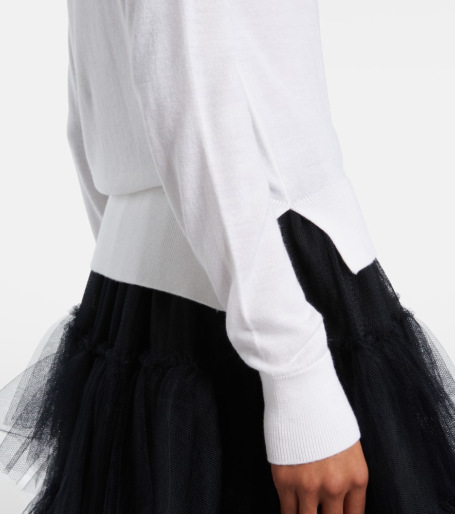Faux pearl-embellished wool and silk cardigan