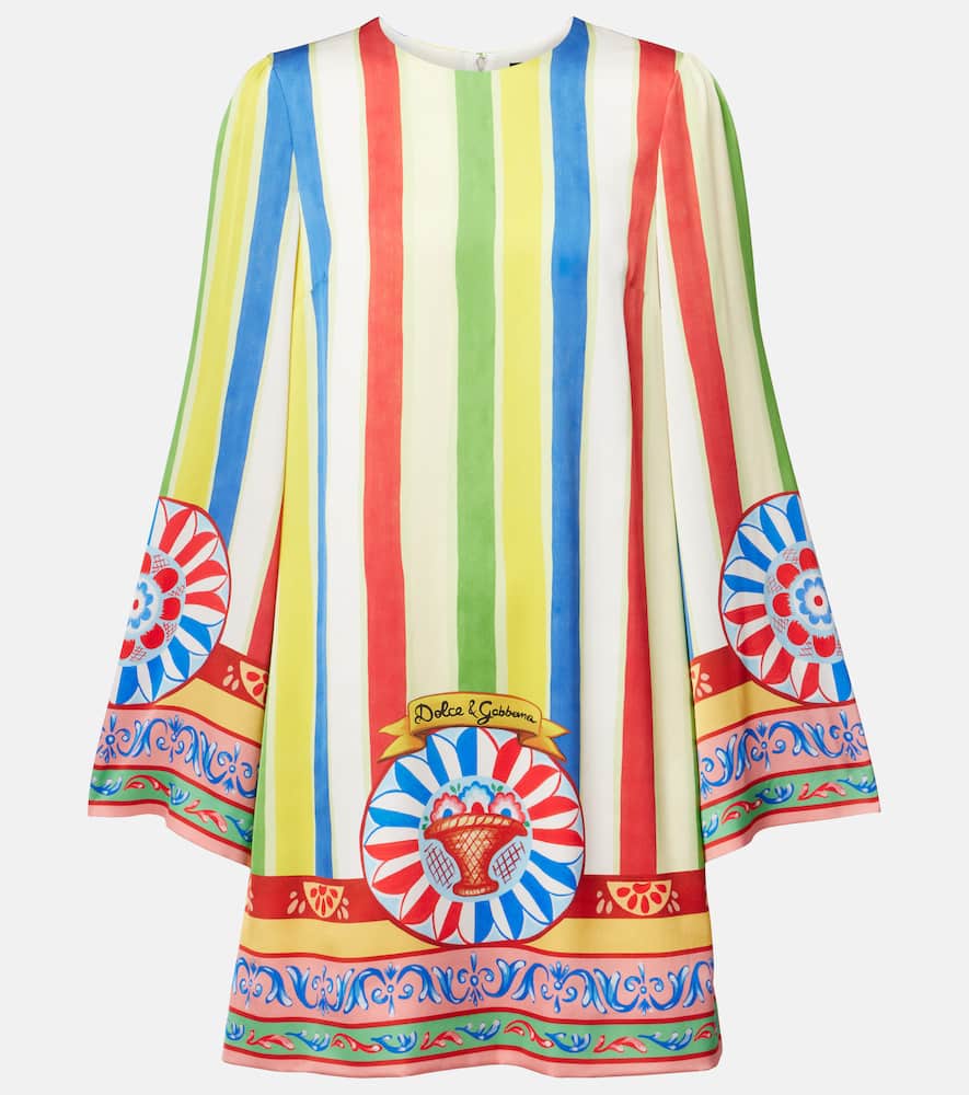 Printed silk-blend minidress