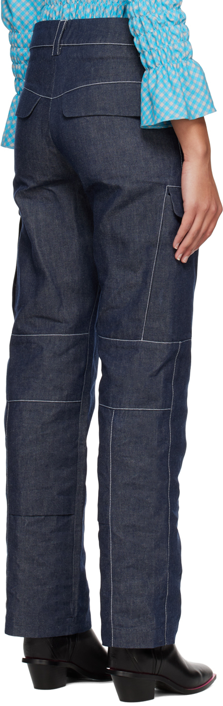 Blue paneled denim jeans