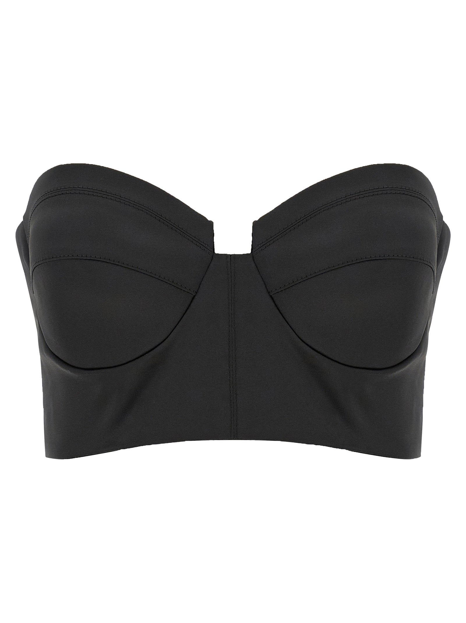 Structured Satin Bustier Top — Black