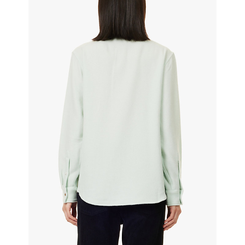 Womens Mint Tiger Long-sleeved Knitted Cashmere Shirt 