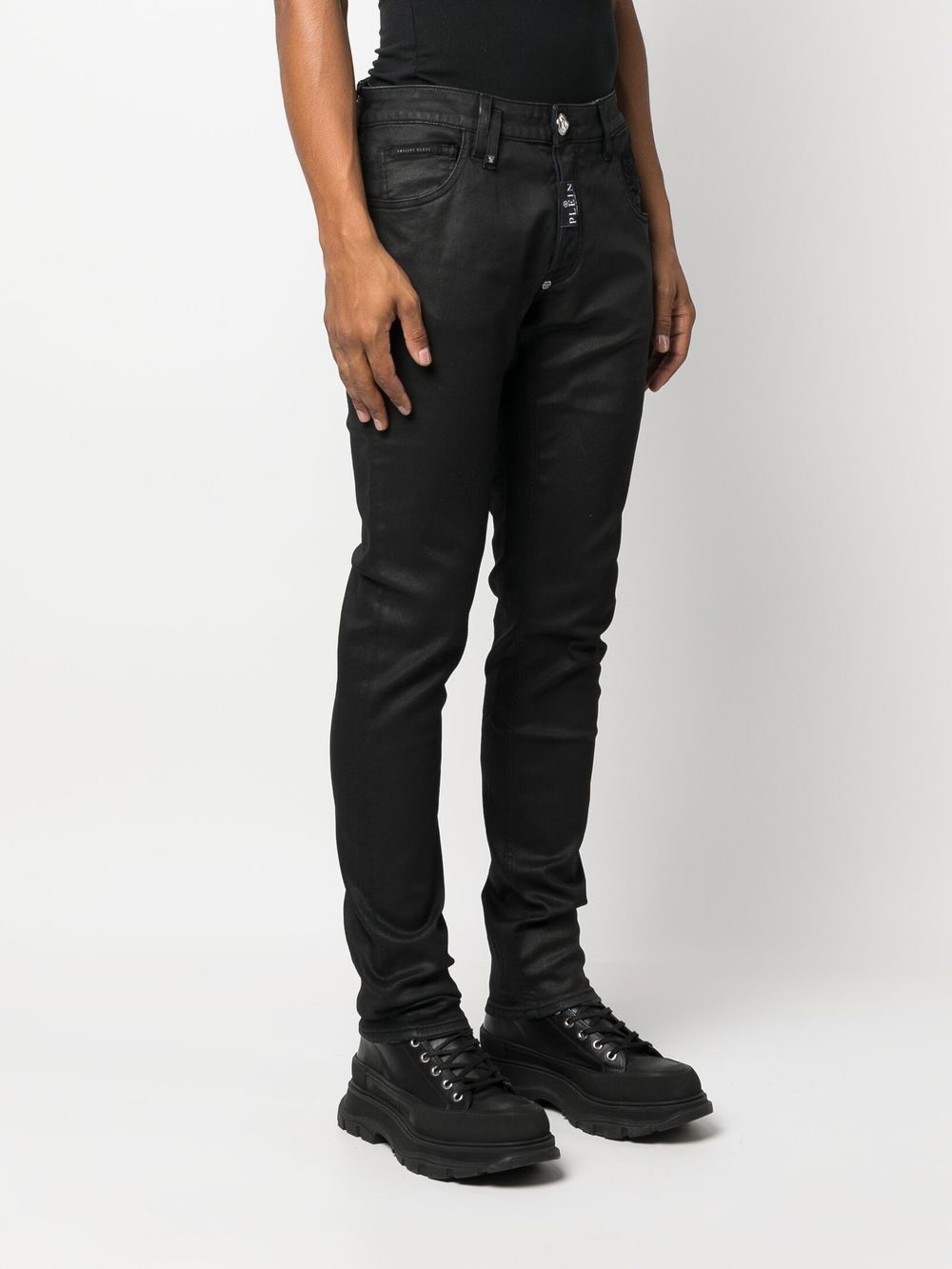 Premium Skull low-rise slim-cut jeans - Black