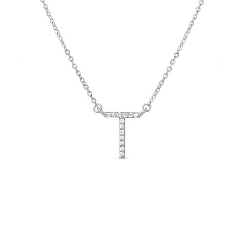 14K White Gold .10ctw Diamond Letter Initial Necklace