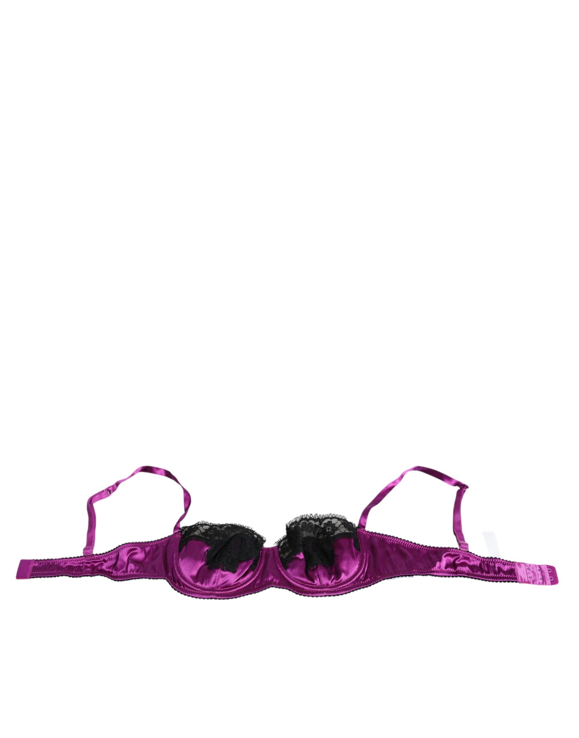 Purple Silk Underwired Balconette Bra Underwear Elastane Clothing