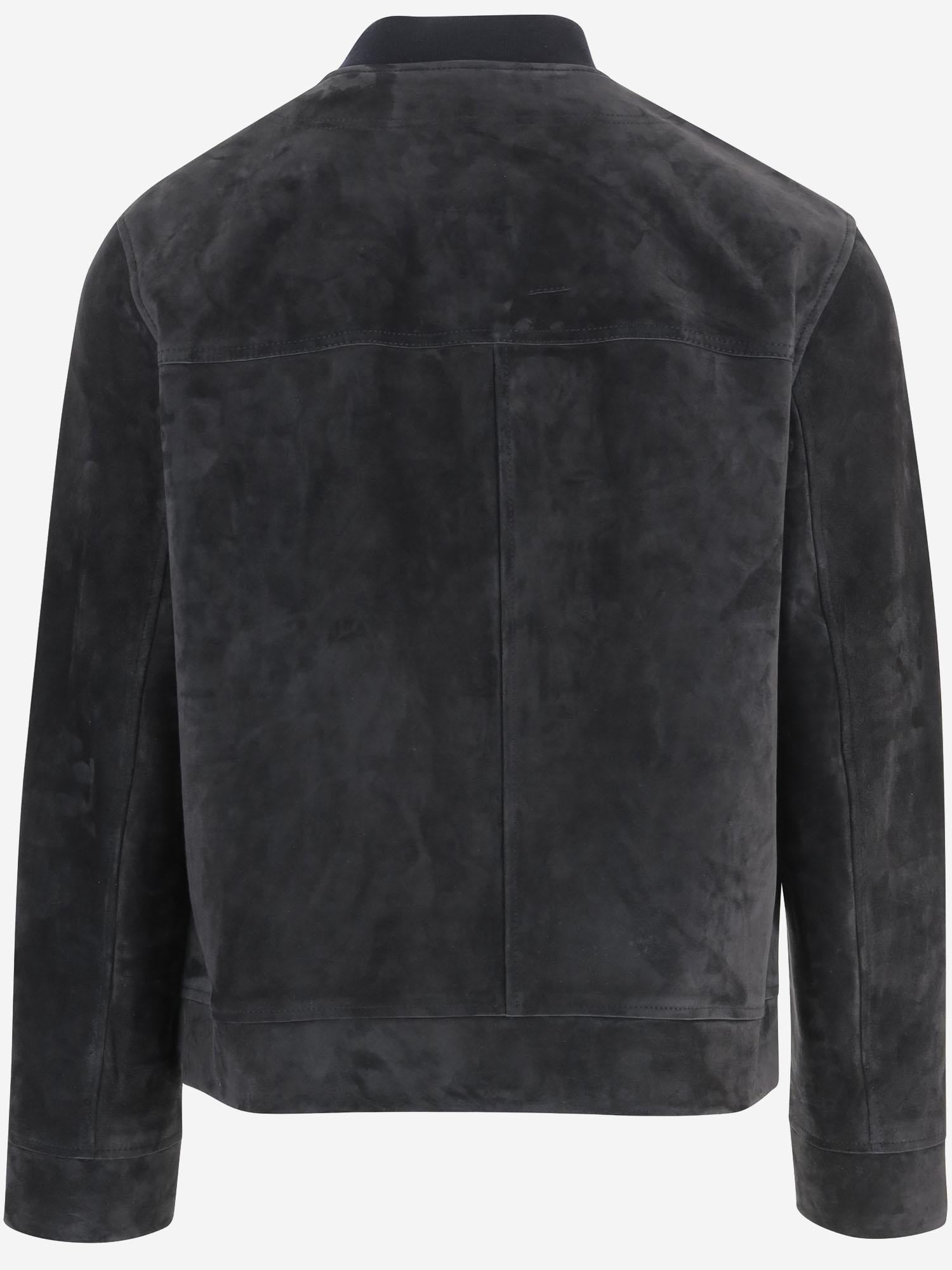 Suede Button-Front Jacket — Navy