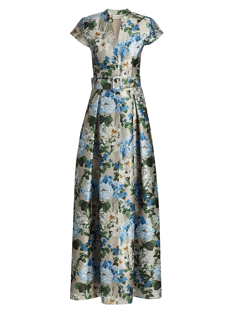 Women's Marta Floral Belted Gown - Dune And Dusk Petals