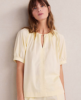 Ann Taylor Haven Well Within Organic Cotton Twill Split Neck Top