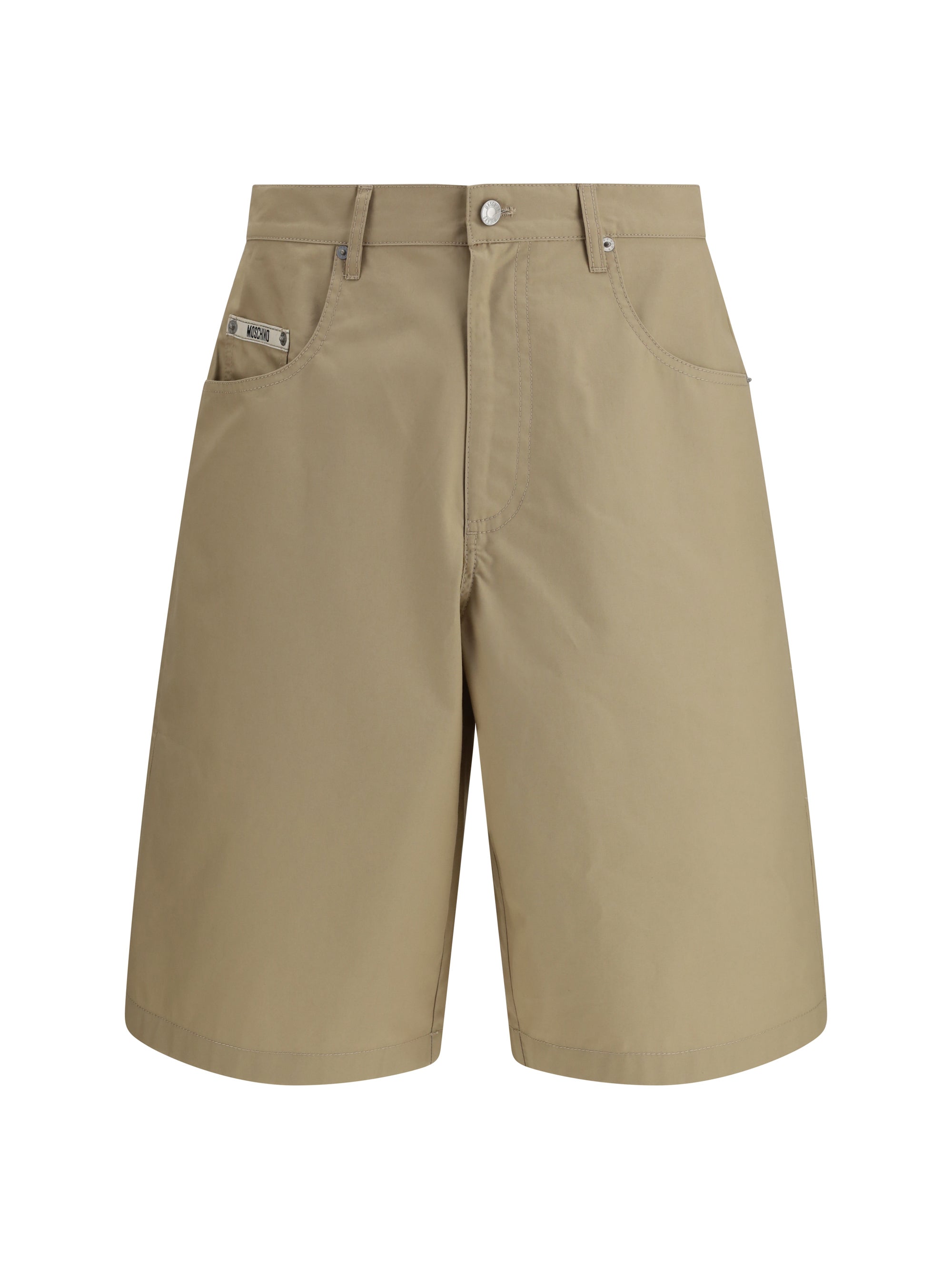 Cotton Bermuda Shorts — Beige