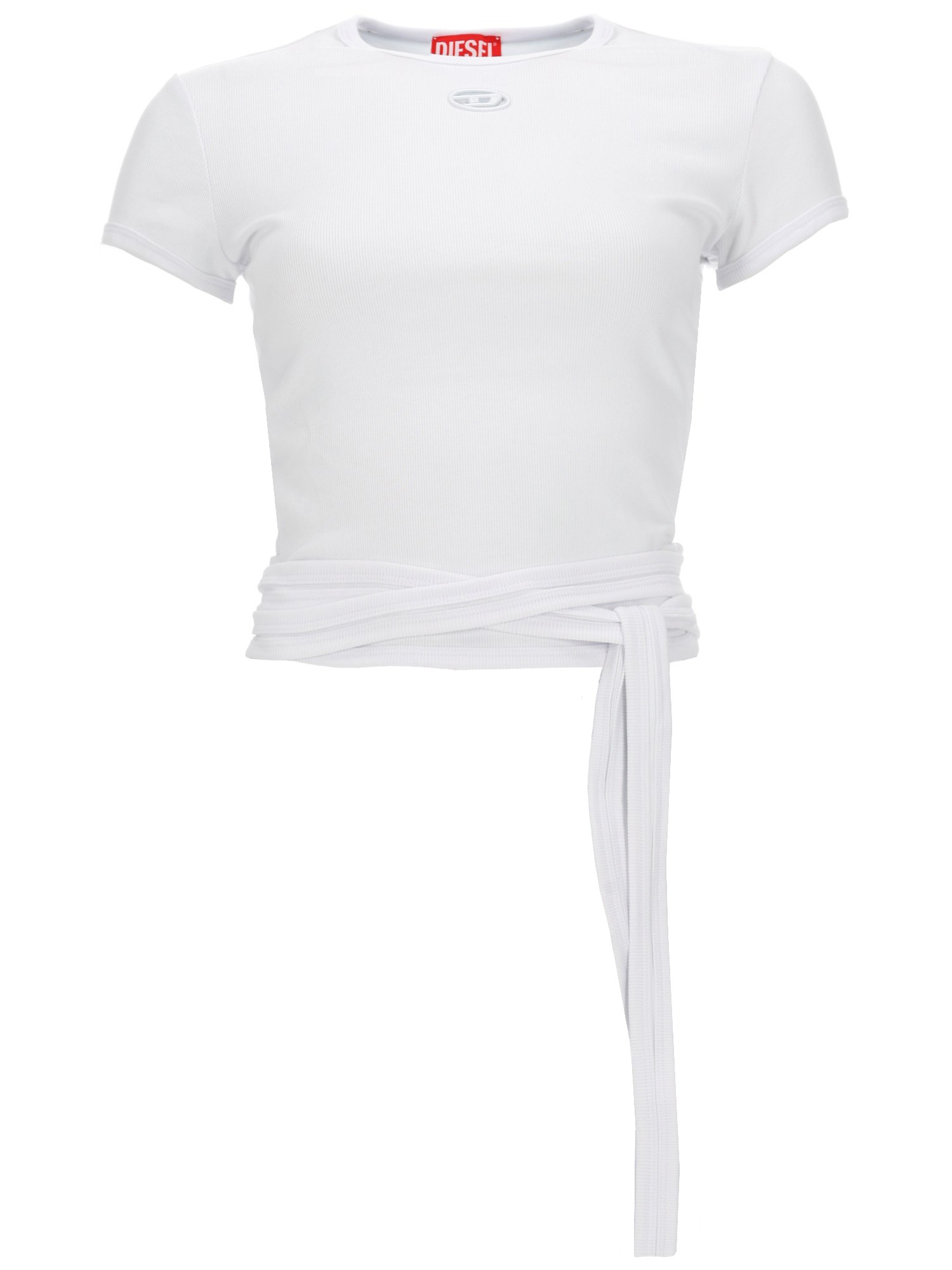 T-shirt a costine con lacci