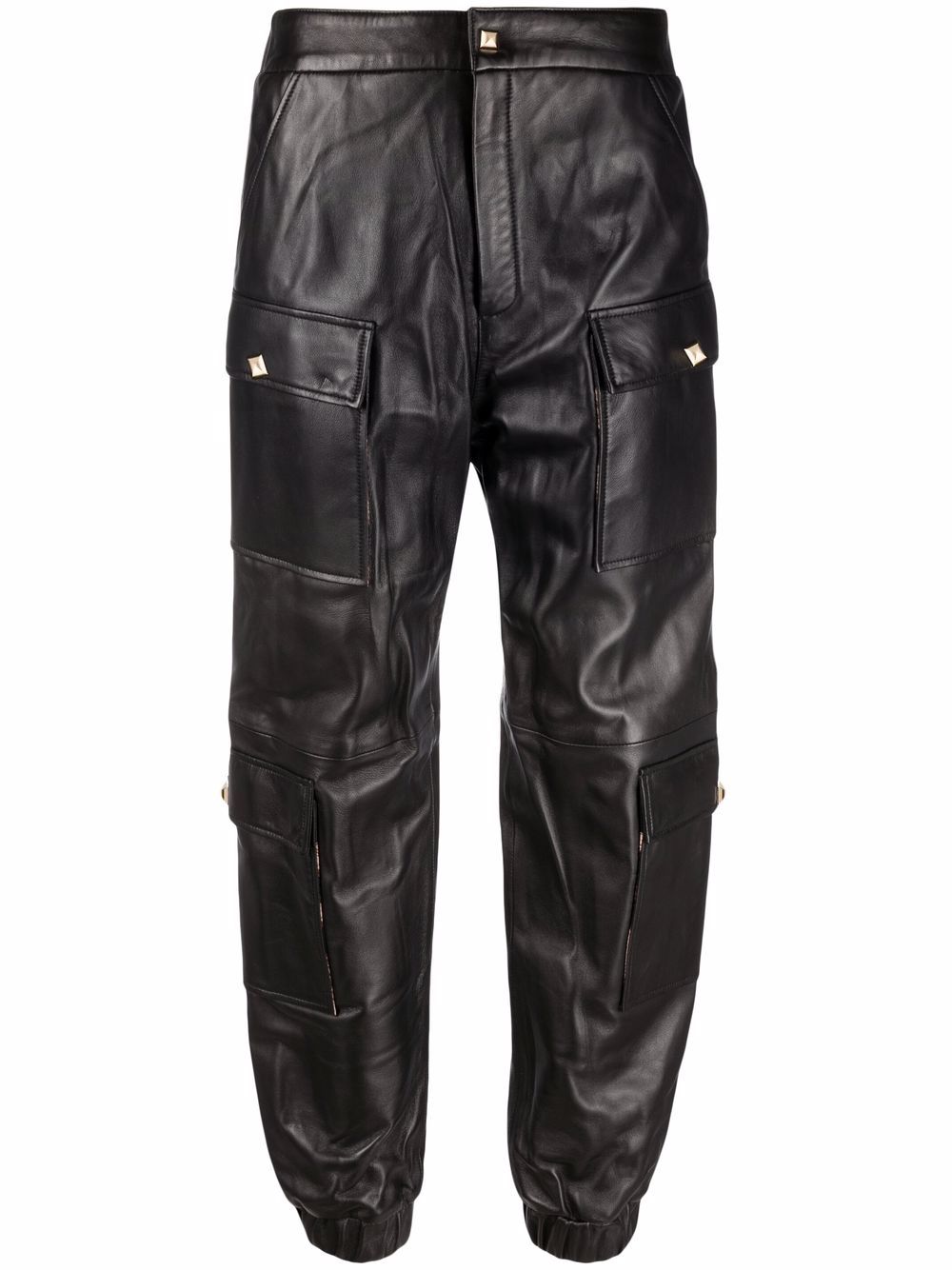 Leather jogging trousers - Black