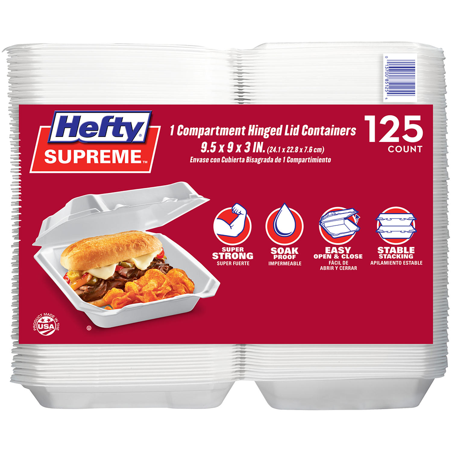 Supreme Foam Hinged Lid Container