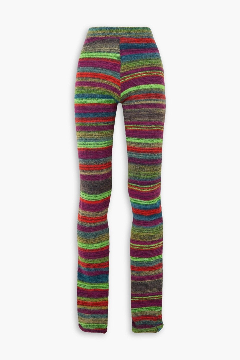 Brushed striped cotton-blend slim-leg pants