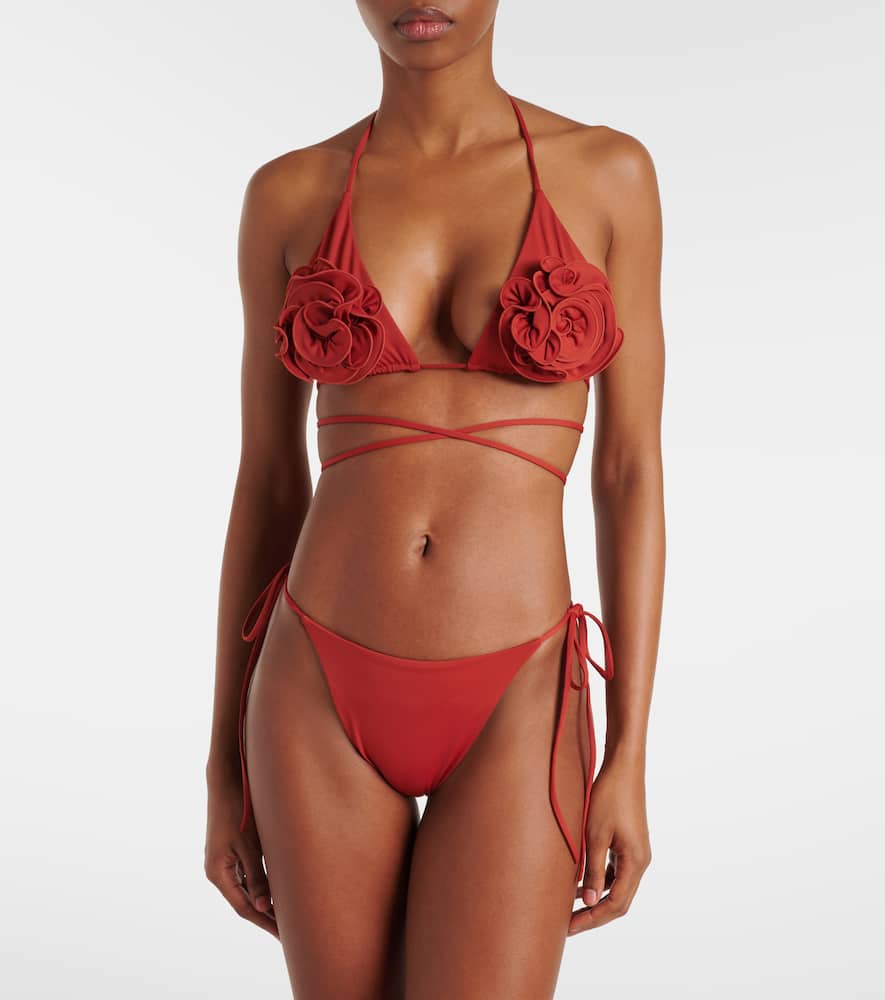 Floral-appliqué bikini bottom