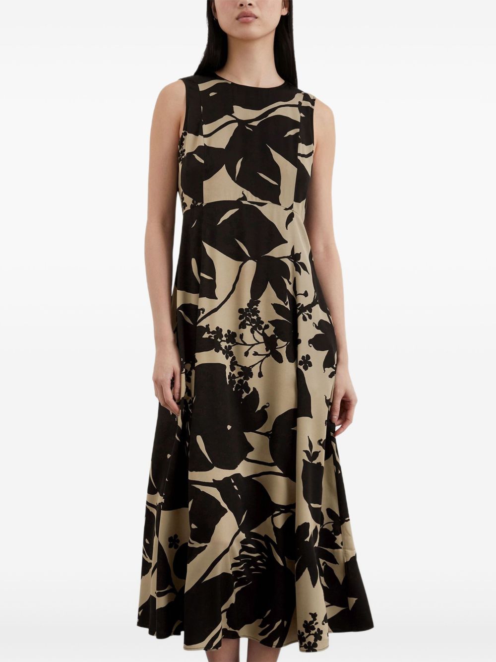 Floral-print sleeveless dress - Neutrals