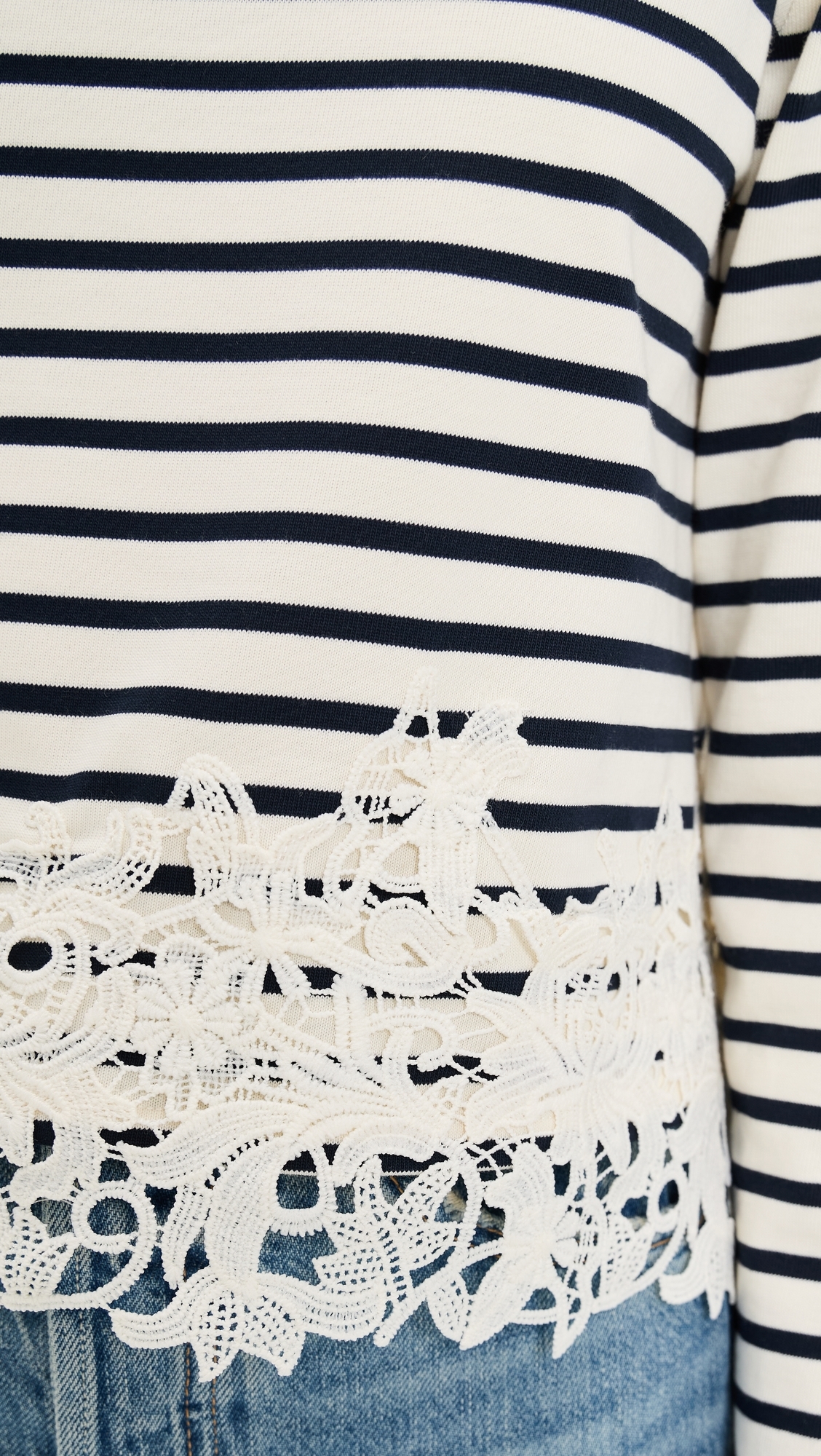 Hovey Top with Lace Dove/Navy Stripe