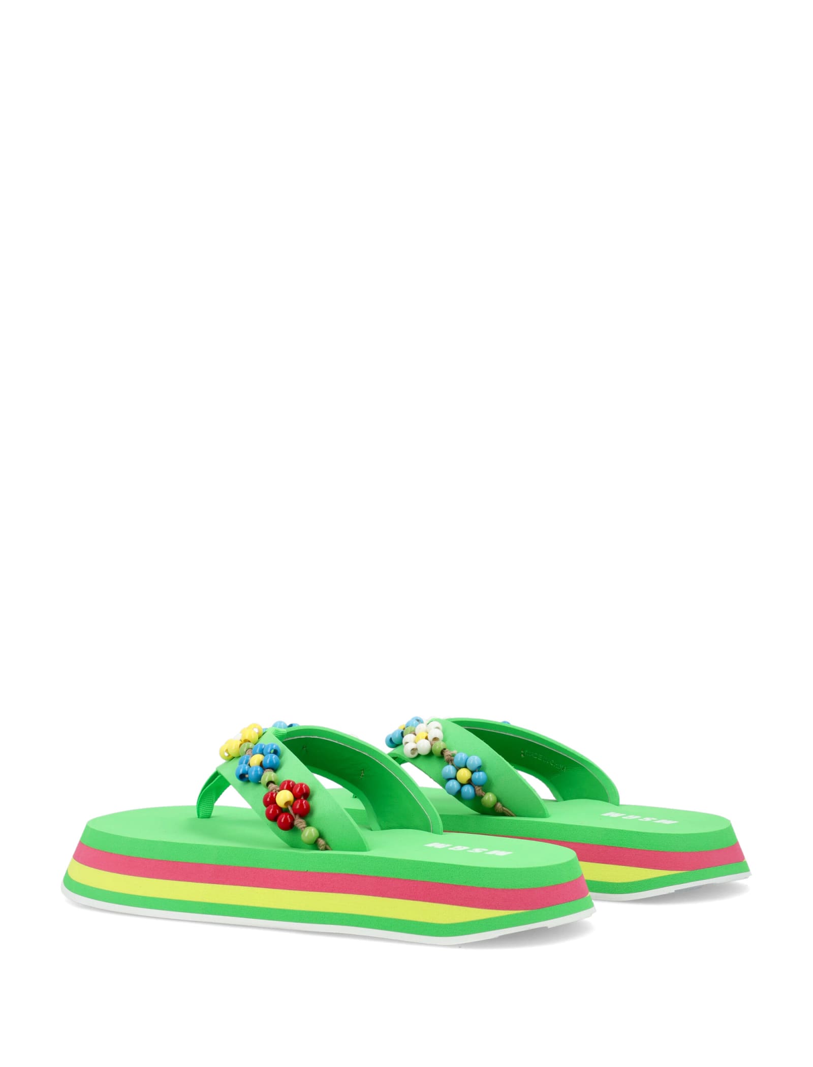 Bead-embellished flip flops