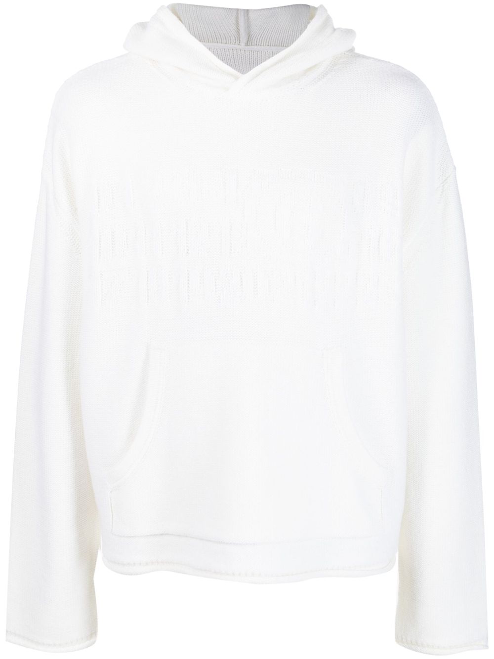 Number-motif knitted hoodie - White