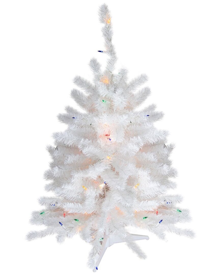 Northlight 18in Pre-Lit Snow White Artificial Christmas Tree Multi Lights
