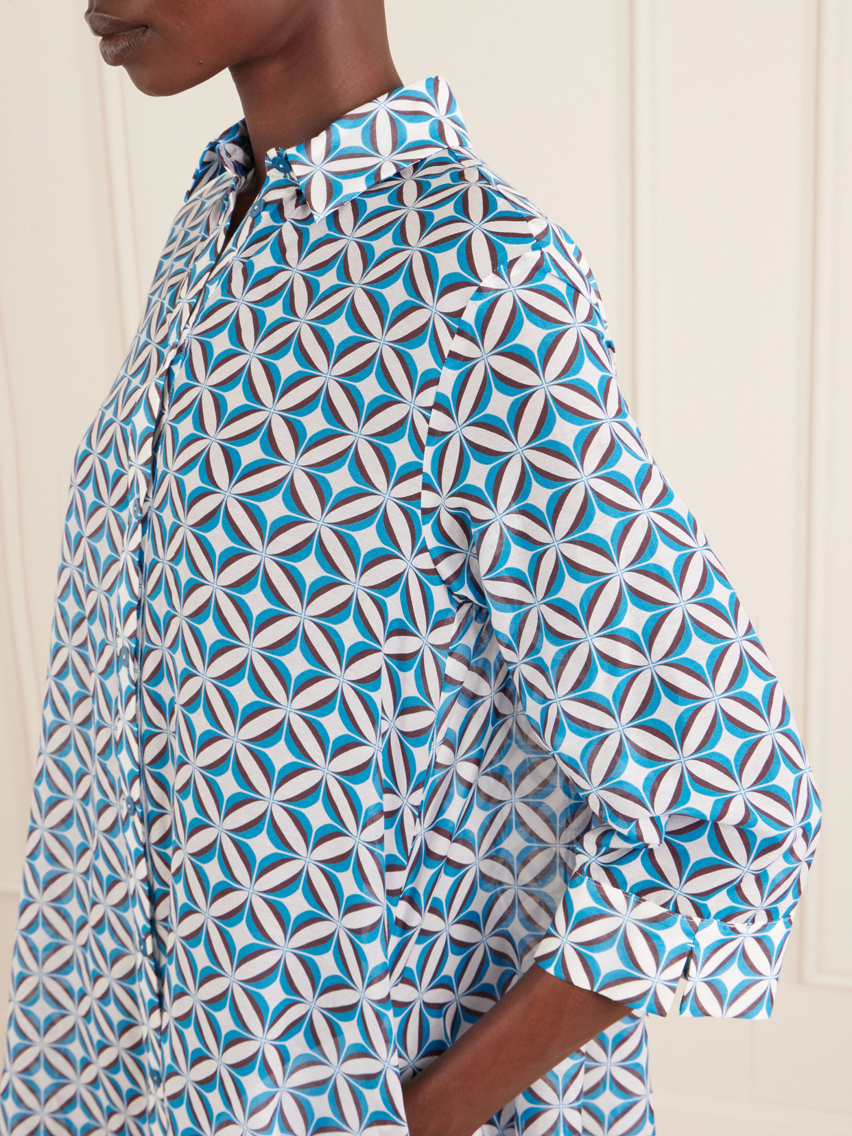 Printed Cotton And Silk-blend Midi Dress - Blue