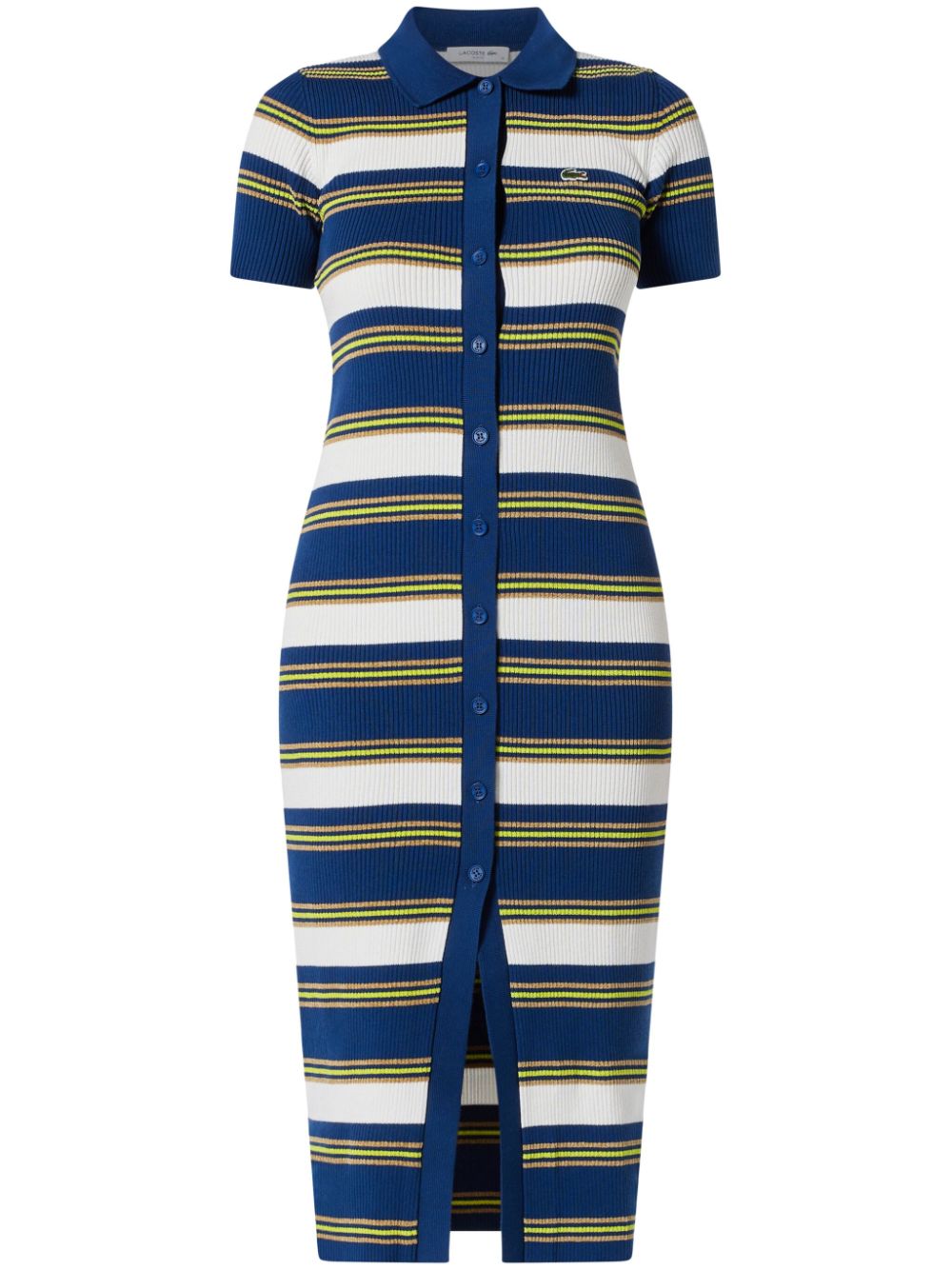 Striped knitted midi dress - Blue