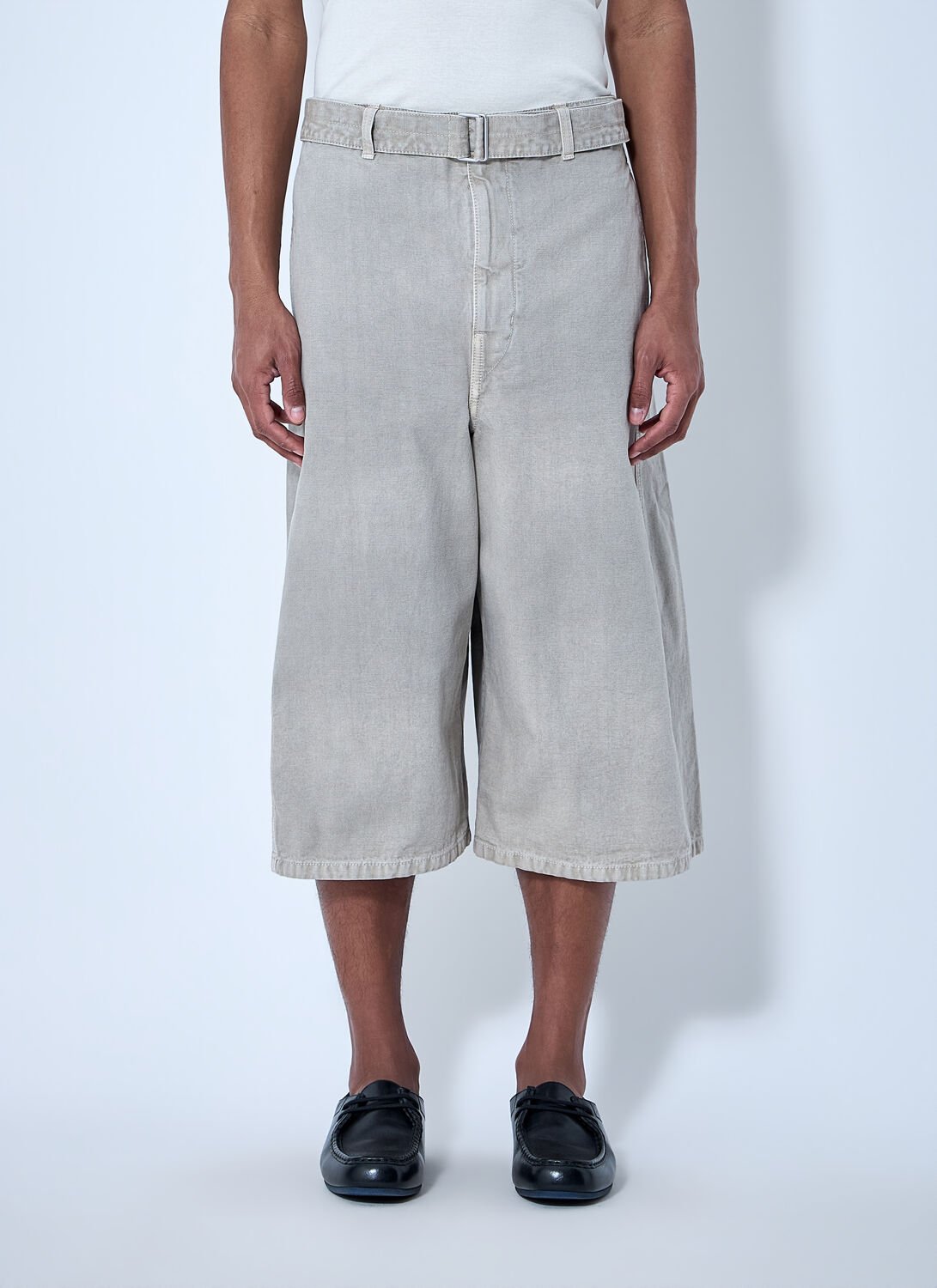 Wide-leg Denim Culottes - Man Shorts Beige Eu