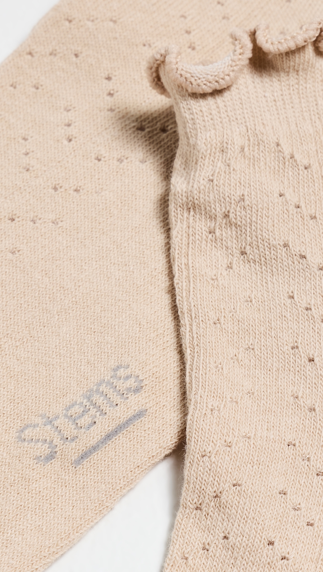 Pointelle Ankle Socks Beige One Size