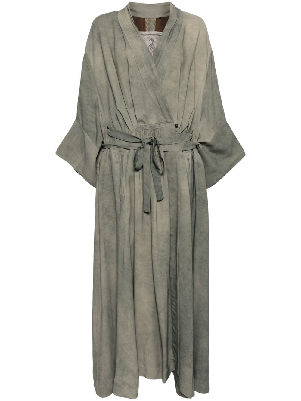 Belted wrap long coat - Grey