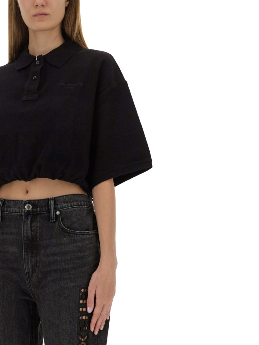 Cropped polo shirt - Black